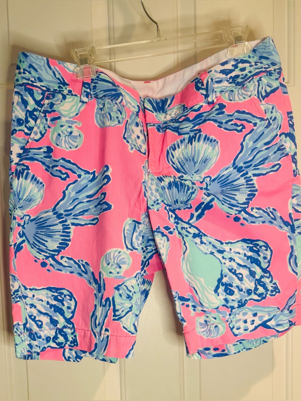 Lilly Pulitzer Chipper Pink Shell-Print Bermuda Shorts